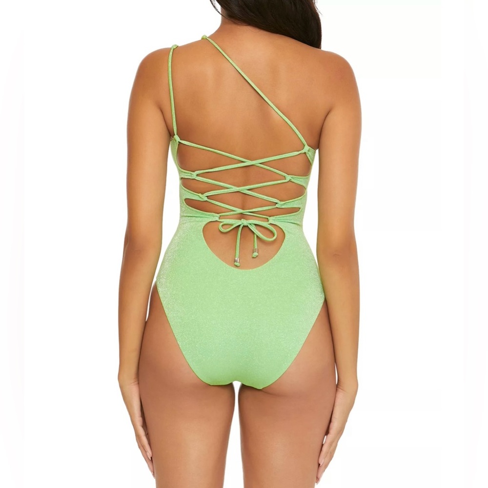 BECCA By Rebecca Virtue Glimmer Asymmetrical One-Piece Swimsuit New